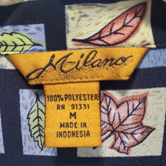 Womens Medium Milano Blouse Buttons Fall Leaves - Picture 5 of 5